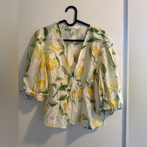 H&M Floral Blouse - lemons